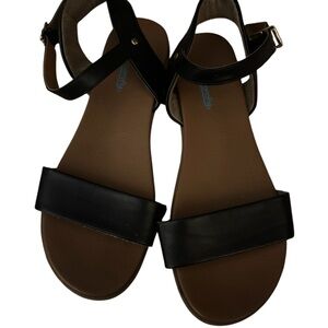 Black Strap Buckle Sandals